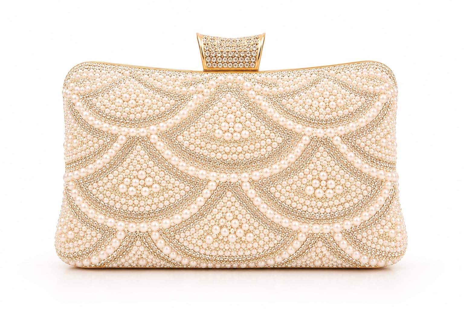 Stylish Pearl Embellished Clutch for Women Elegant Bridal Handbag with Golden Lock Fancy Wedding Evening Purse for Girls & Women-image-34
