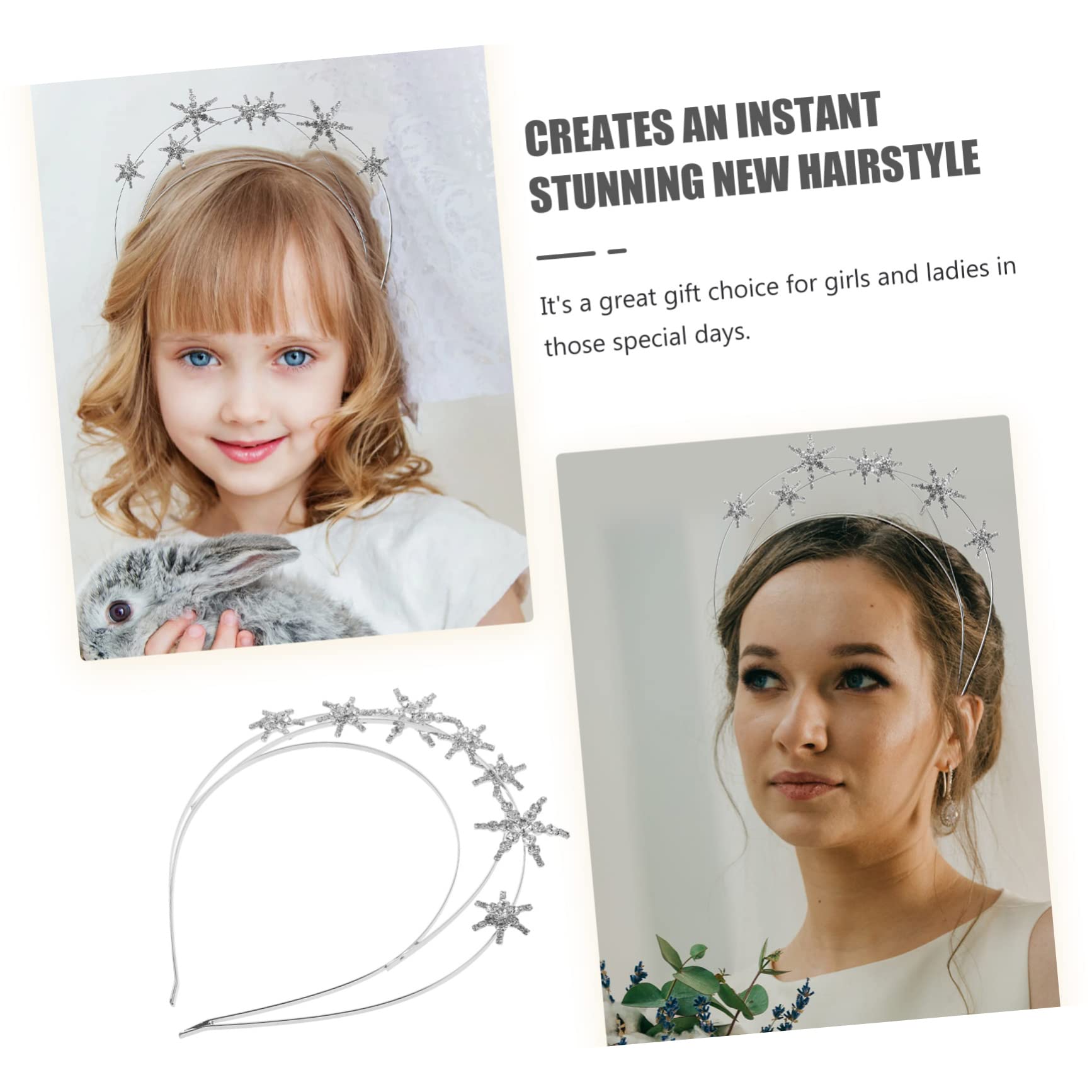 FRCOLOR 3stücke Sternen-haarband Mit Glitzer Und Strass Eleganter Haarschmuck Für Damen Und Mädchen Perfektes Accessoire Für Partys Und Fotoshootings Einzigartiges Design Für Einen