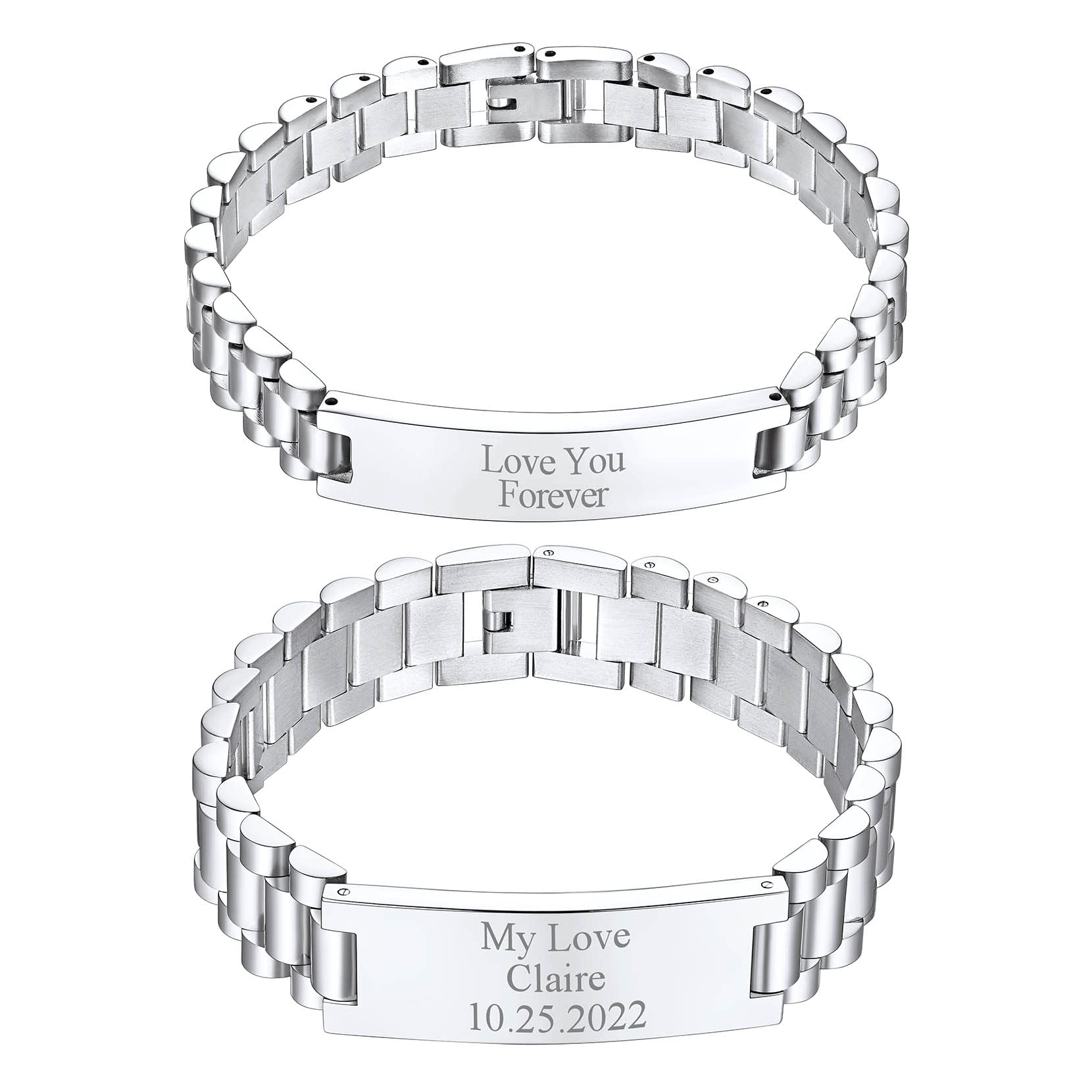 Richsteel Esclavas Pulseras Personalizables de Correa Metálicas con Accesorios para Eliminar Eslabones, 10mm / 15mm Ancho, 21cm Largo