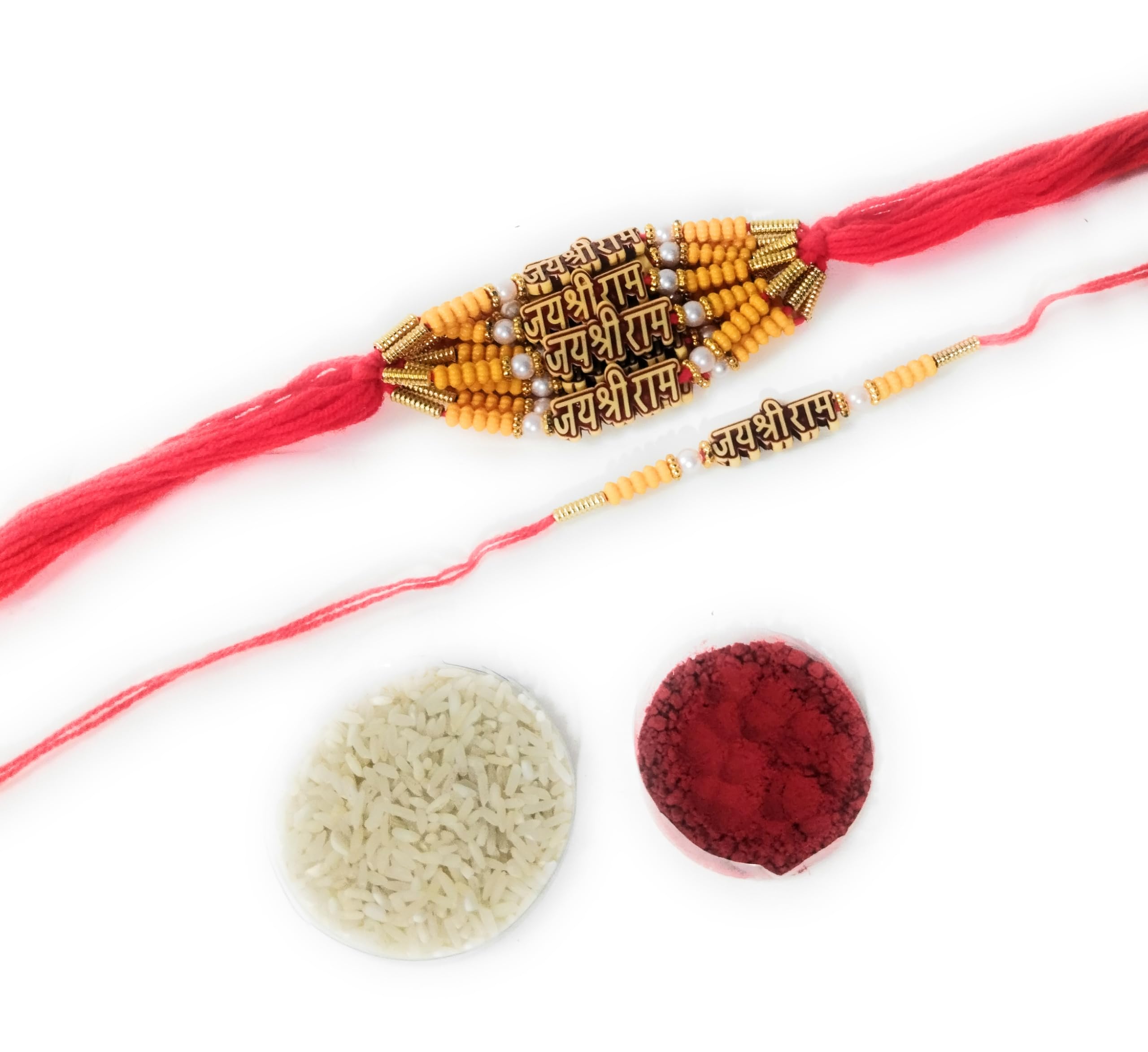 FOLA MOOLYAVAAN PRODUCTS Handicraft JAI SHREE RAM Designer Rakhi for Sweet & Lovely Brother, Beads Stylish Rakhi For Men With Roli and Chawal Pack of (2) (B0D8YH8THZ) Amazon Price History, Amazon Price Tracker