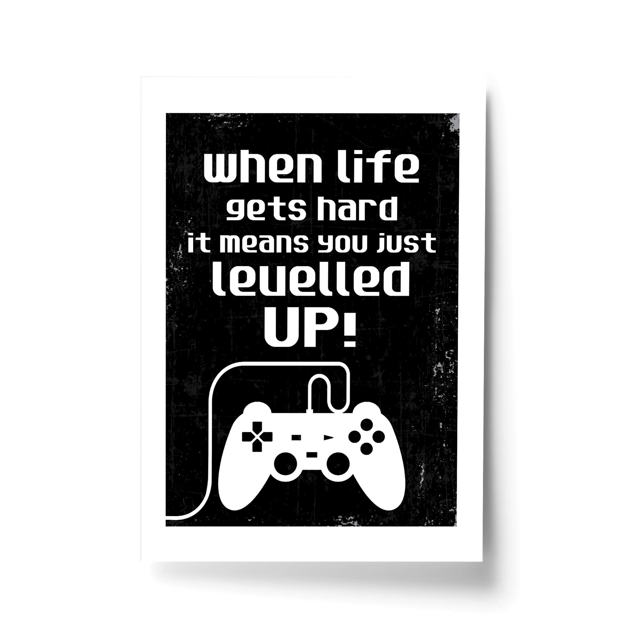 Red Ocean Levelled Up Funny Gaming Sign For Boys Bedroom Man Cave Games Room Print