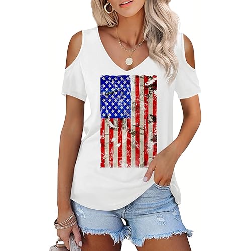 Amoretu Womens Short Sleeve Cold Shoulder Basic Tee Tops Shirts