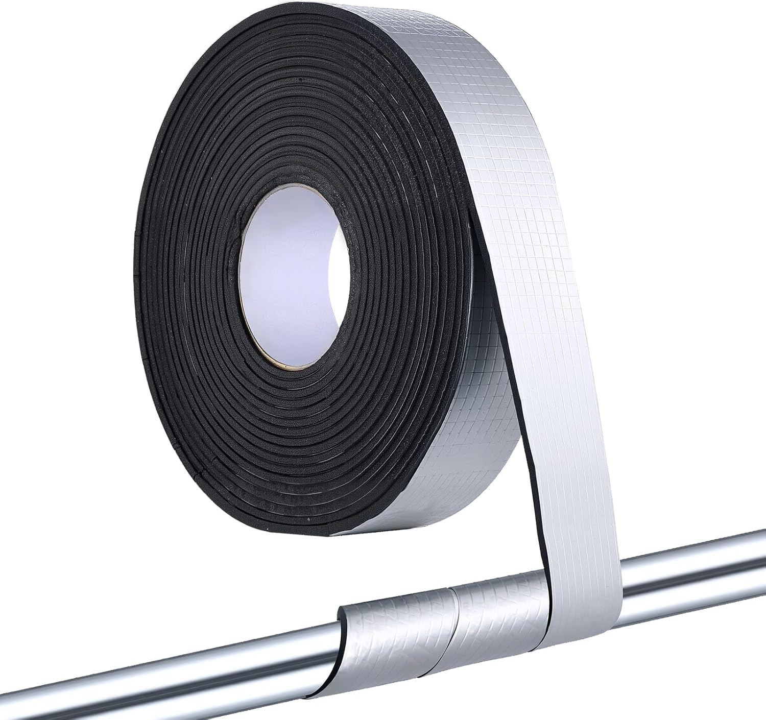 VEVOR Pipe Insulation Wrap, 32.8 FT x 2-inch Pipe Insulation Tape with Aluminum Foil Layer, Self-Adhesive Foam and Foil Pipes Wrap for Freeze Protection, Heat & Cold Resistant for Outdoor Indoor Use