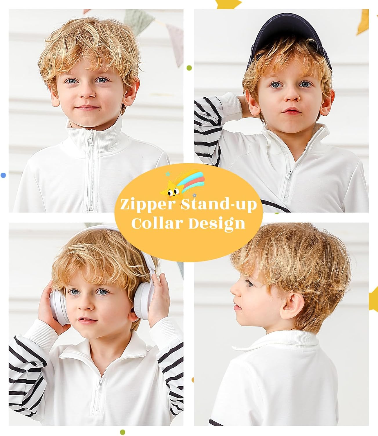 Toddler Boys Sweatsuit 12M-5Y Baby Boy Sweatshirt Outfits Quarter Zip Pullover Matching Joggers - Image 2