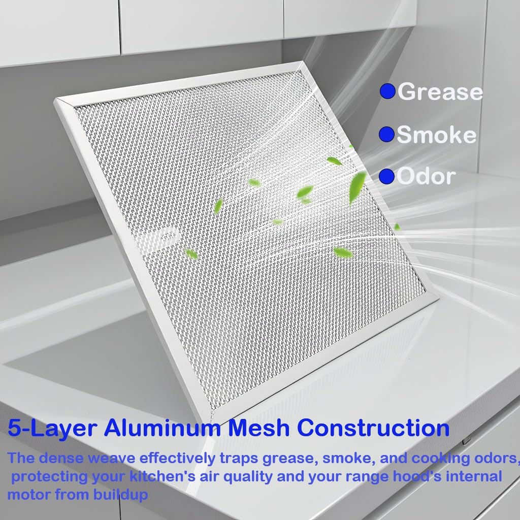 2 Pack S99010430-002 Range Hood Grease Filter Replacement | 15-3/4" x 13-7/8" | Compatible with Broan NuTone & Kenmore Kitchen Vents | High-Airflow Aluminum Mesh for Smoke & Odor Control