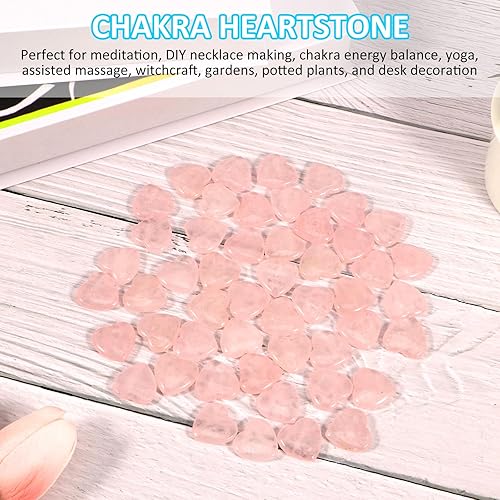 Miniatura 5 de Juego de 50 cristales en forma de corazón, mini piedras de cristales de corazón, piedras de preocupación surtidas en forma de corazón, cuarzo rosa,