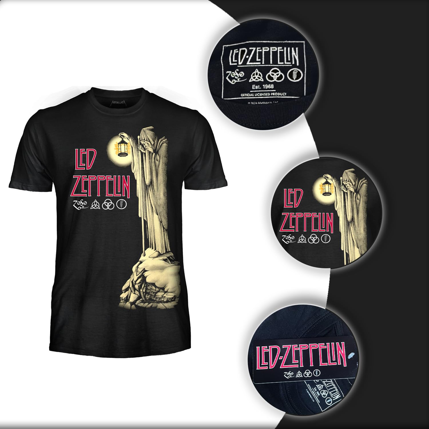 Led Zeppelin T-shirt Hermit. T-shirt officiel. Band Rock. T-shirt unisexe pour adulte garçon.
