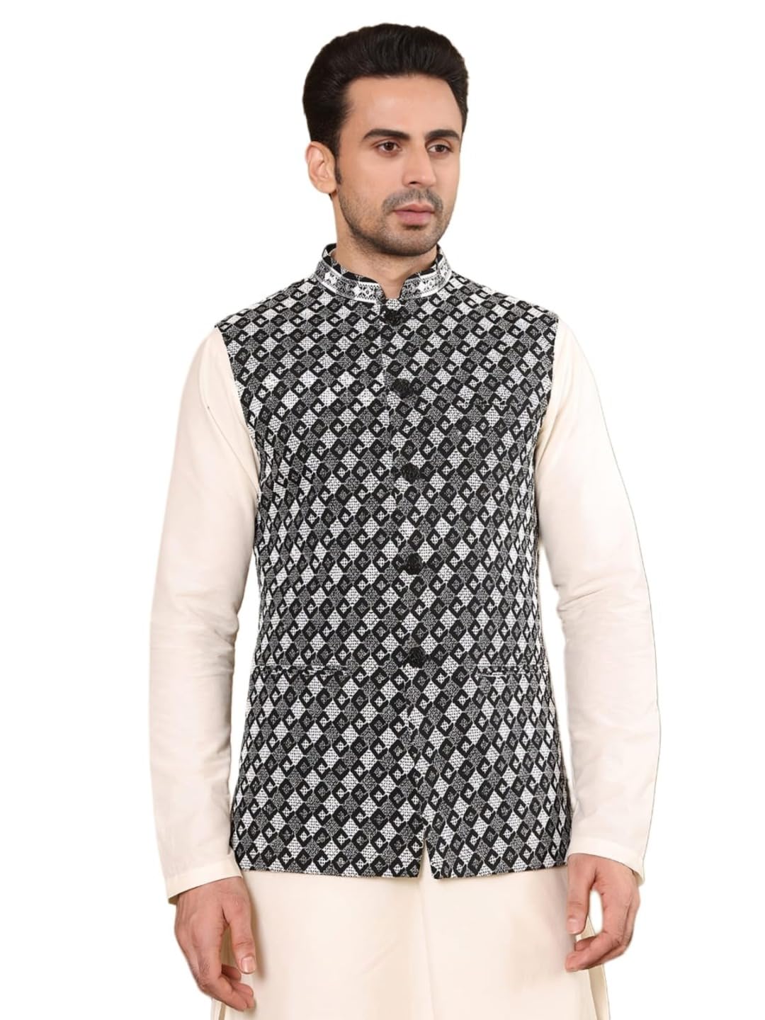 ms multi shades Men's Woven Design Embroidered Nehru Jacket-picture-19