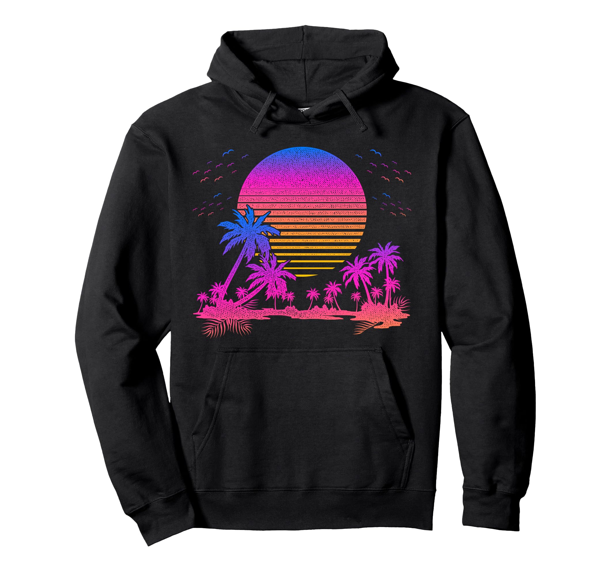 90s Vaporwave Art Palms Retro 80s Aesthetic Sunset Vaporwave Pullover Hoodie