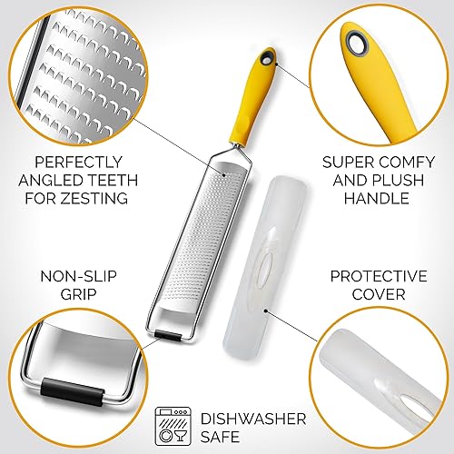 Miniatura 4 de Diseñado por chefs rallador de limón premium con dientes perfectamente angulados, ideal para cítricos, queso parmesano, ajo, verduras y frutas