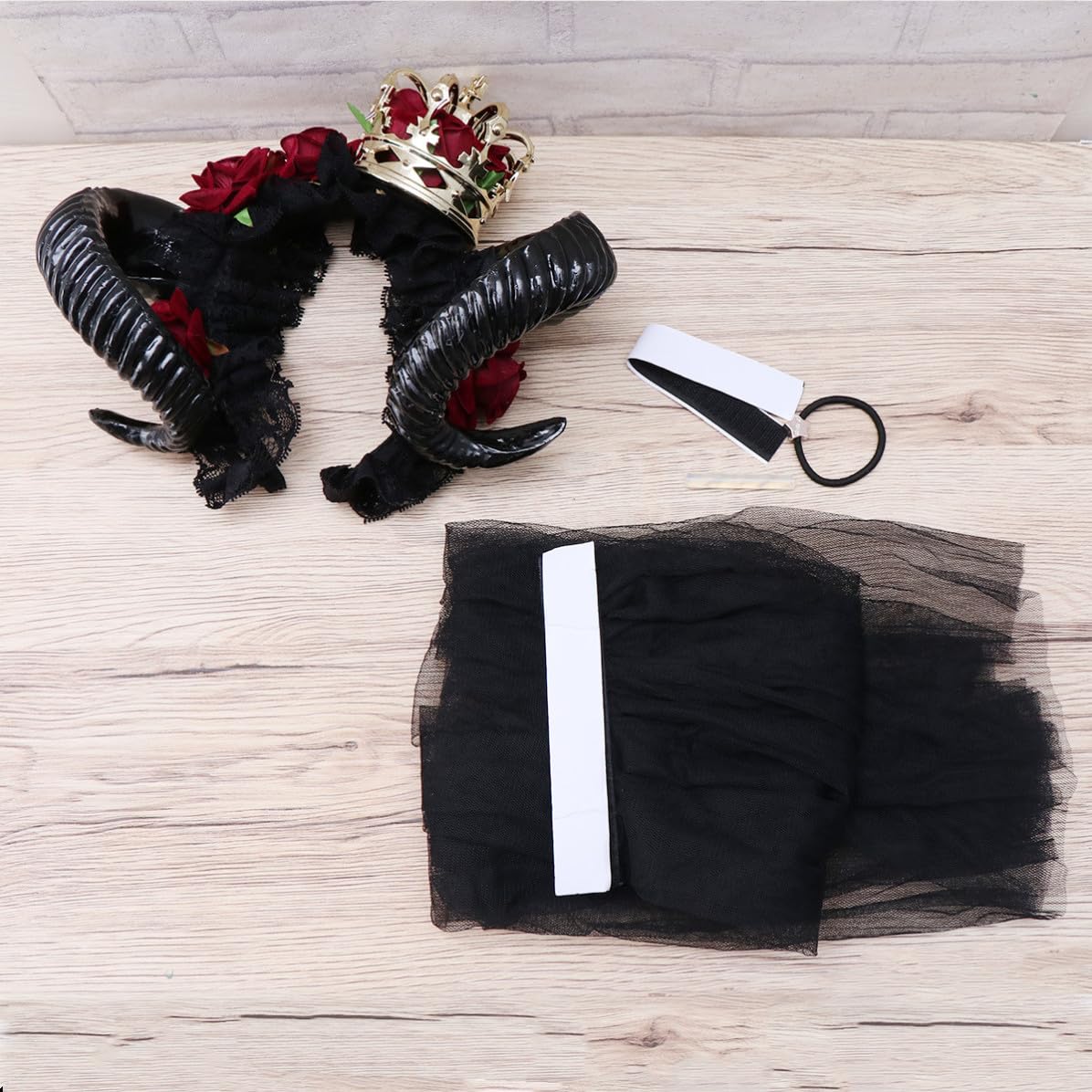 Gothic Crown Rose Headband Sheep Piece Black Plastic Halloween