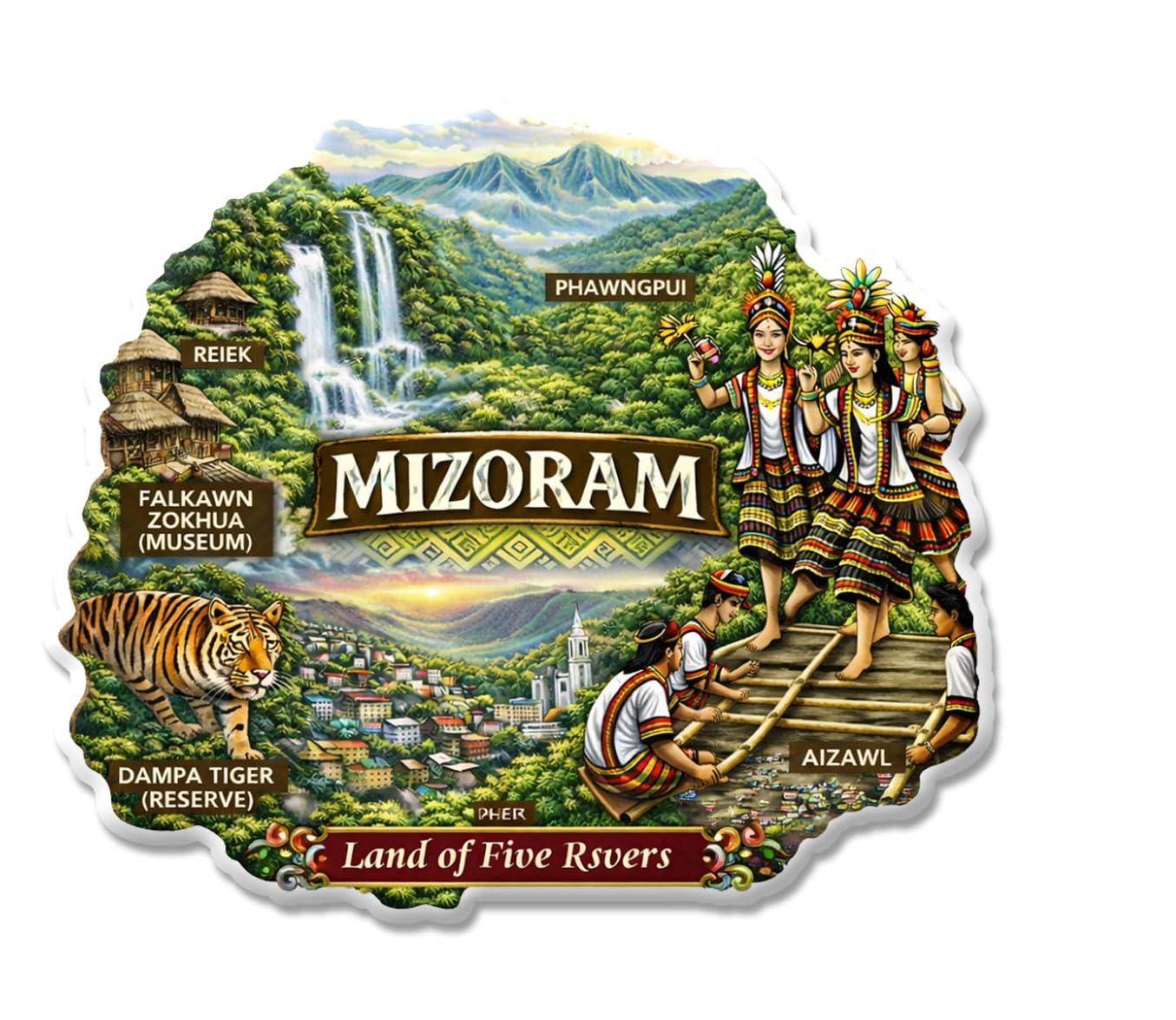 Kerala Fridge Magnet - God's Own Country Design -16