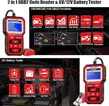 KW681 6V 12V Car Battery Tester + KW850 OBD2 Scanner