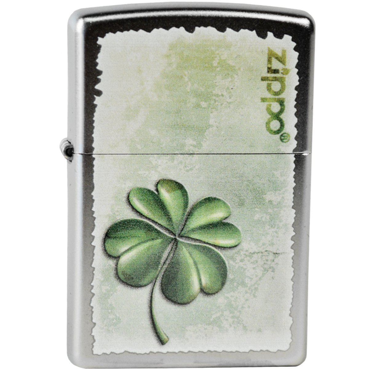 Zippo Lucky Clover Satin Chrome Pocket Lighter