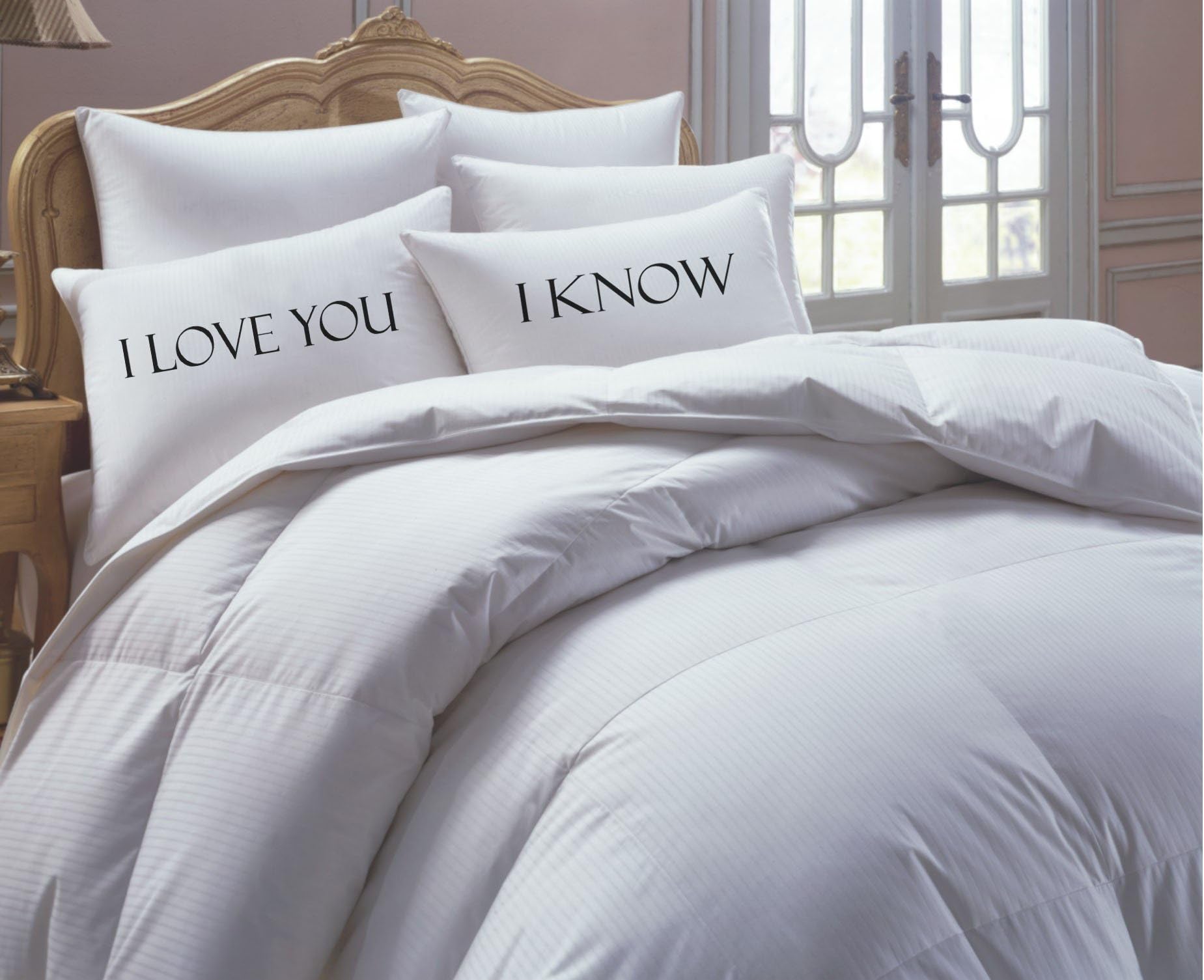 Unique Pillowcase Set, His, Hers, His Hers pillowcase set, Mr Mrs Pillowcase set, I love you, I know, couples gift, second anniversary 300 THC Egyptian cotton pillowcases, NEW