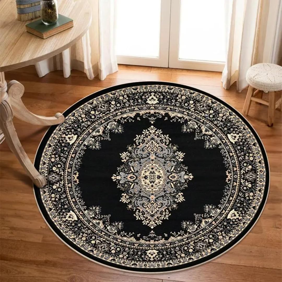 Tapis rouge salon rond de 140 cm idéal pour réchauffer une chambre