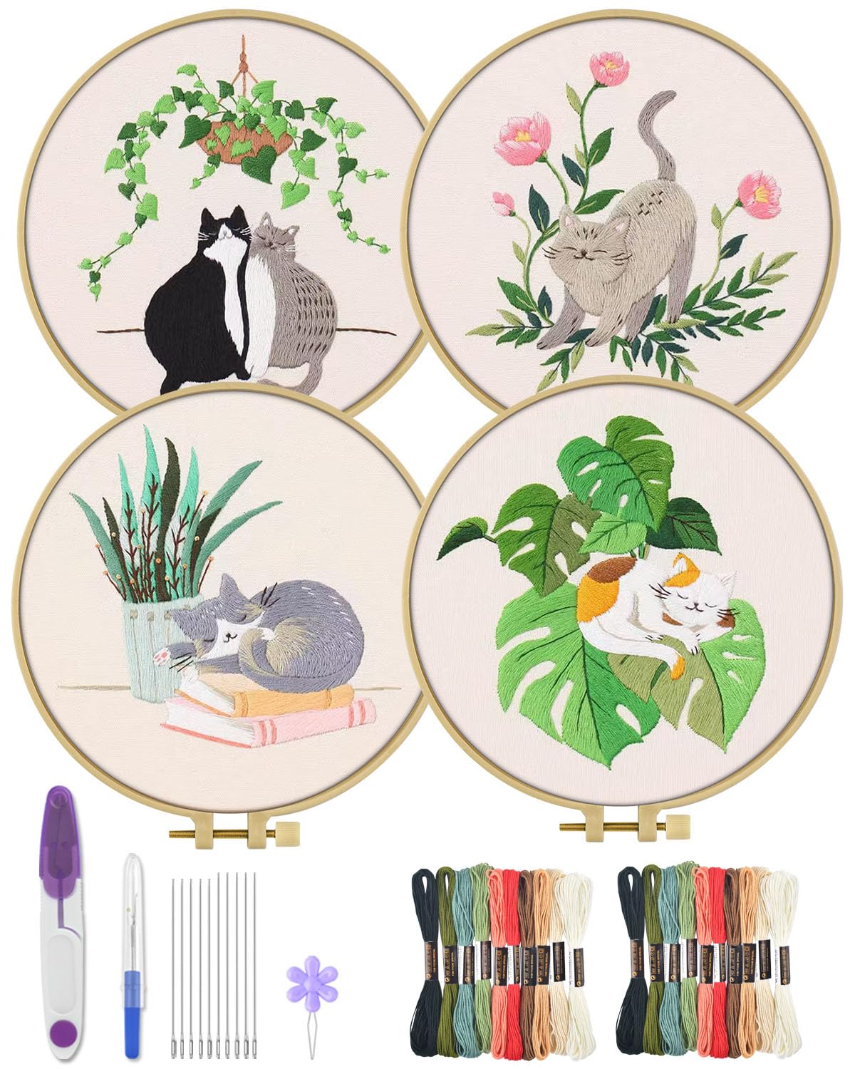 Kit broderie débutant chat : apprenez le point de croix facilement