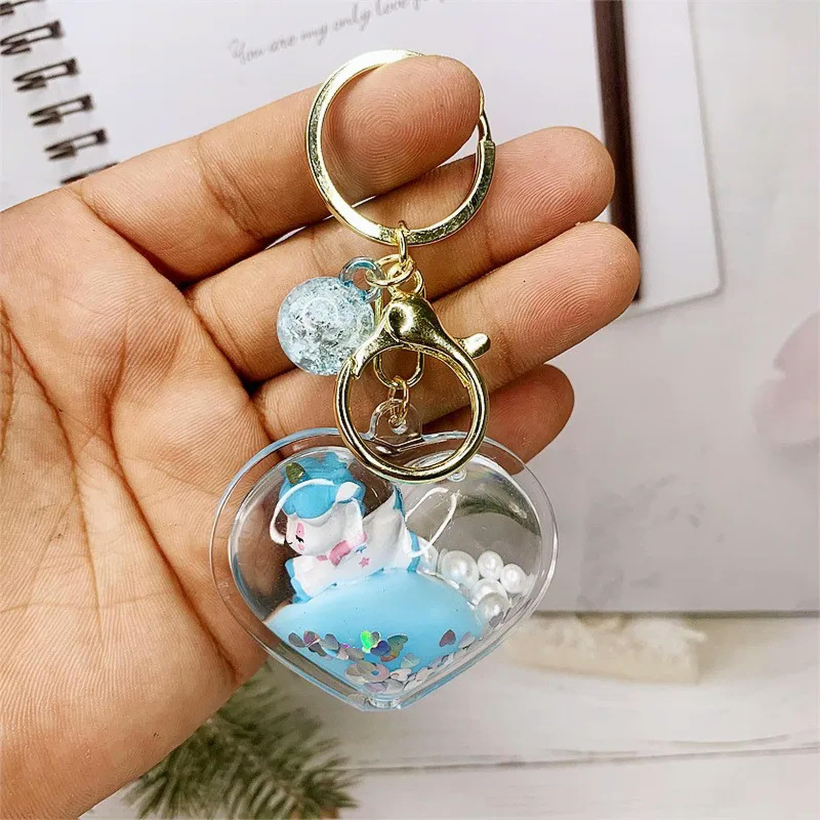 14kgf  雪解け♡ぴちょんとシャリっとしたチャーム◝✩ Amazon.com: JIMINISO Floating Unicorn Peach Heart Keychain Heart