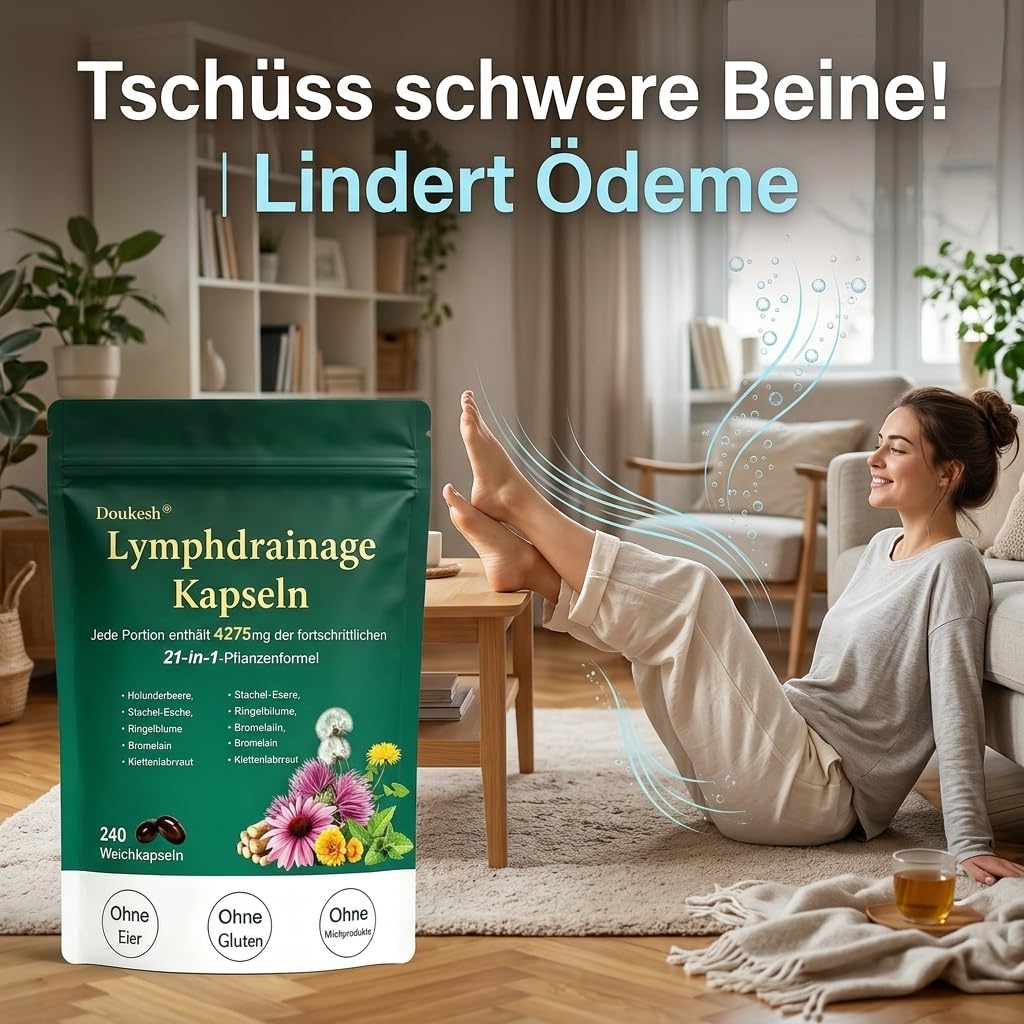 2 Beutel Lymphdrainage Kapseln 240 Tabletten Natürlich Lymphatic Drainage Kapseln No Gluten Kräutermischung für das Gleichgewicht des Lymphsystems