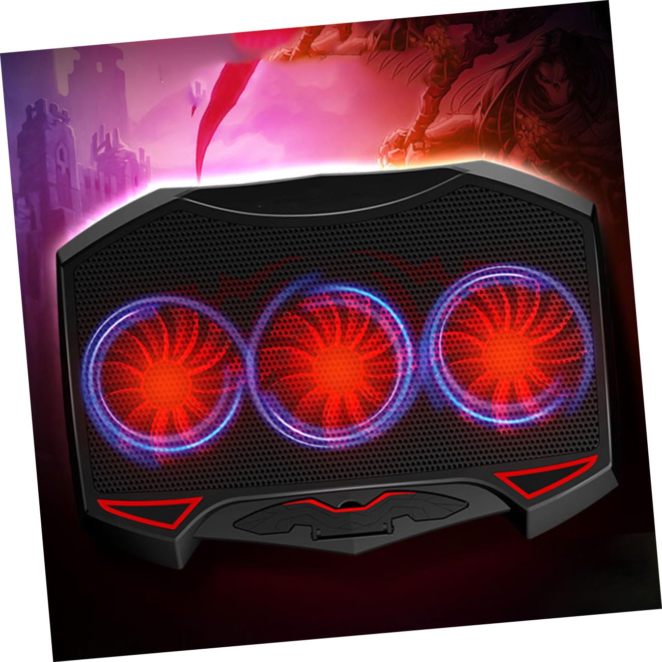 Enfriador de Portátil de 3 Ventiladores, Base Metálica Negra | Doble Puerto Usb, 5 Niveles de Ajuste, Diseño Ergonómico y Baja Emisión Sonora