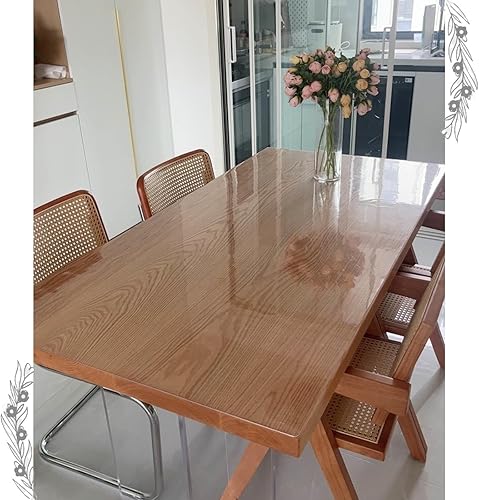 Miniatura 4 de Protector de mesa de comedor, cubierta de mesa transparente, mantel de PVC ecológico, tapete rectangular de plástico para escritorio, 60 × 9080 ×