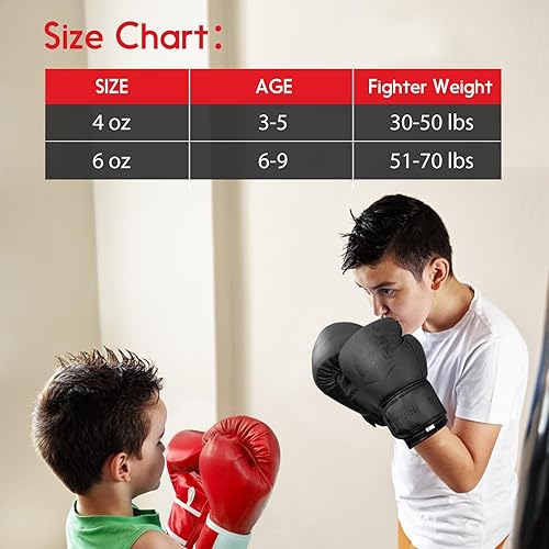 Miniatura 4 de FIVING - Guantes de boxeo para niños y niñas, guantes de entrenamiento de boxeo juvenil para niños de 3 a 15 años, guantes de boxeo para saco de