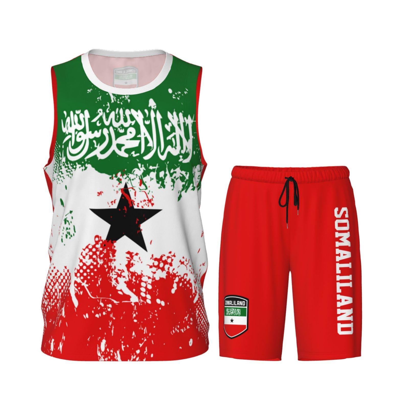 Somaliland Flag Grain (2) Basketball Jersey Uniform Suit for Men Adults Training Athletic Set