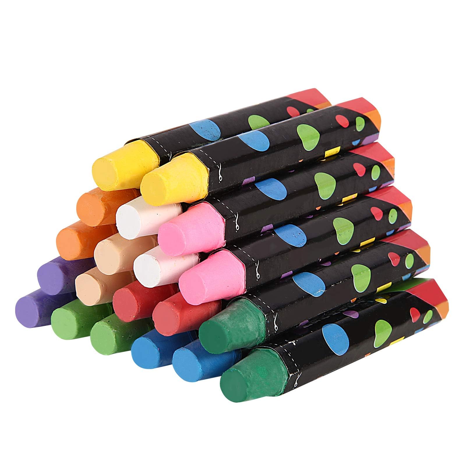 Healthy Dustless Sidewalk Chalk With Paper Holder - 20 Colored Pieces for Non-Toxic Outdoor Art Play, School Blackboards and Washable Toddler Drawing and Writing.