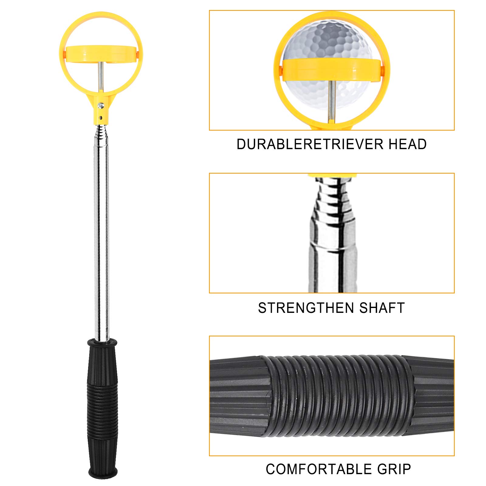 Telescópico Pelota de Golf Automático Herramienta Golf Ball Retriever Acero Inoxidable Accesorios Dispositivo Práctico Retráctil para Golfista Agua Hombres