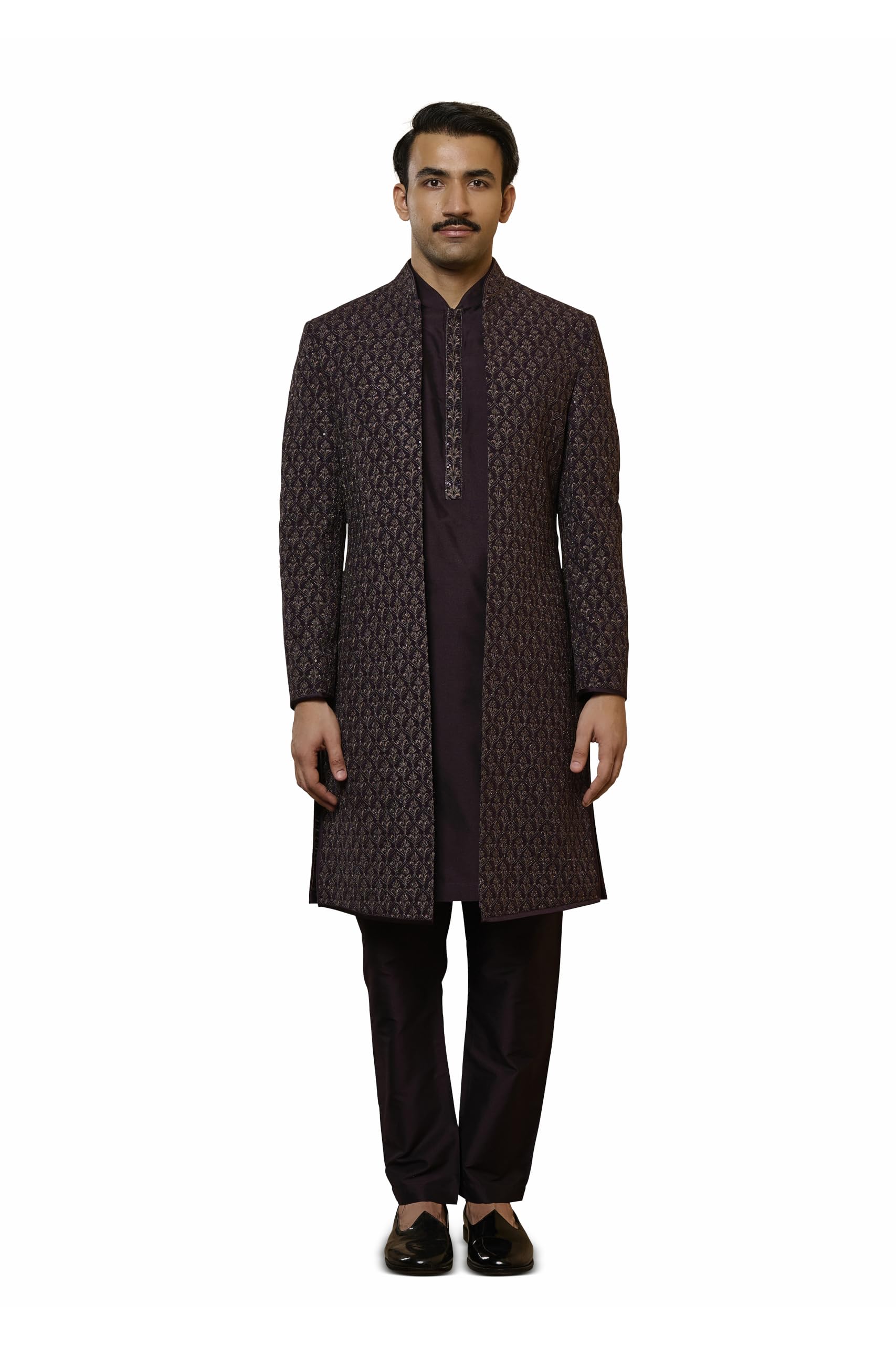 tasva Dark Purple Dori And Zardozi Embroidered Sherwani-picture-37