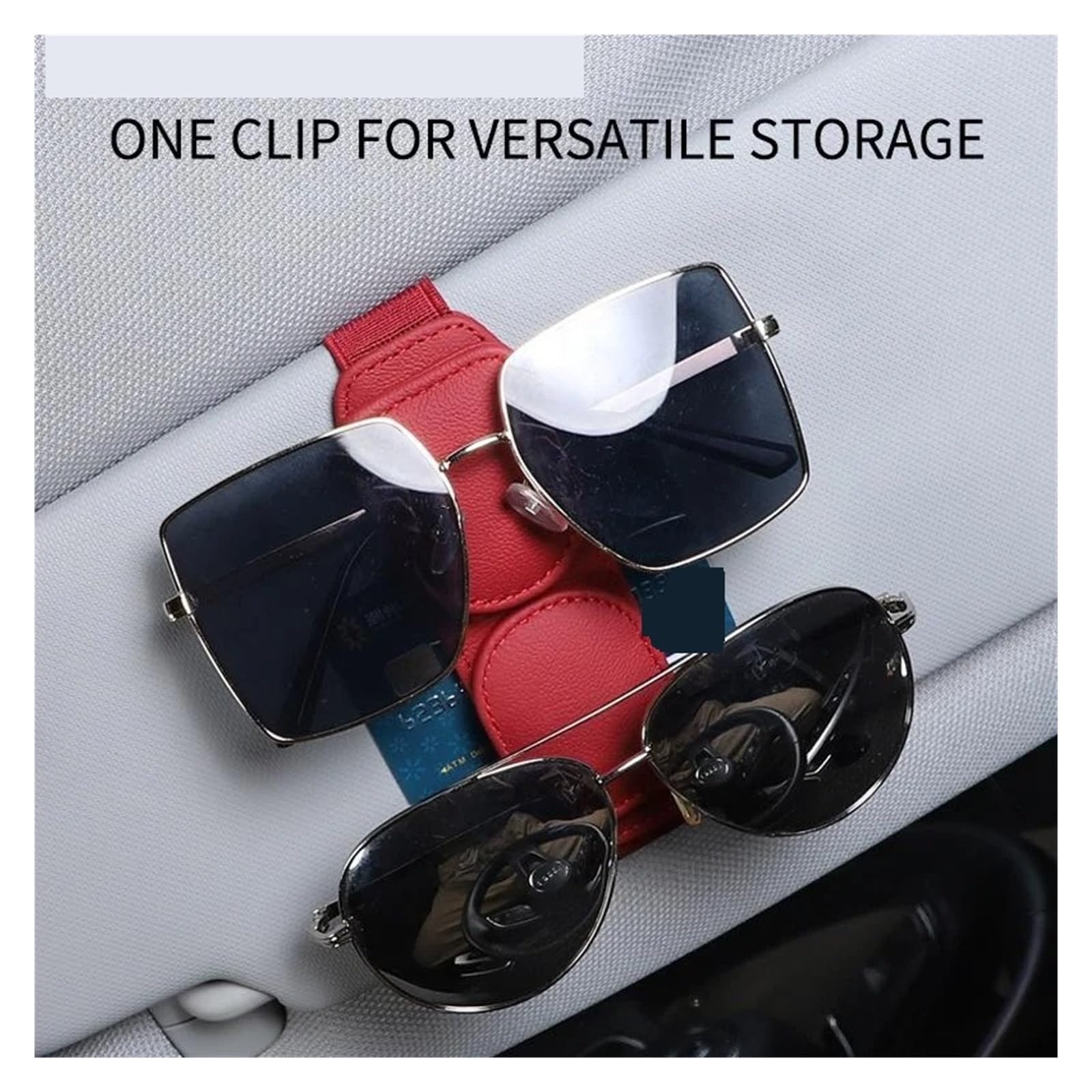 Porta Occhiali Interno Auto Supporto per Occhiali da Sole per Visiera Dell'auto Clip per Gancio per in Pelle Magnetica per Accessori(Beige)