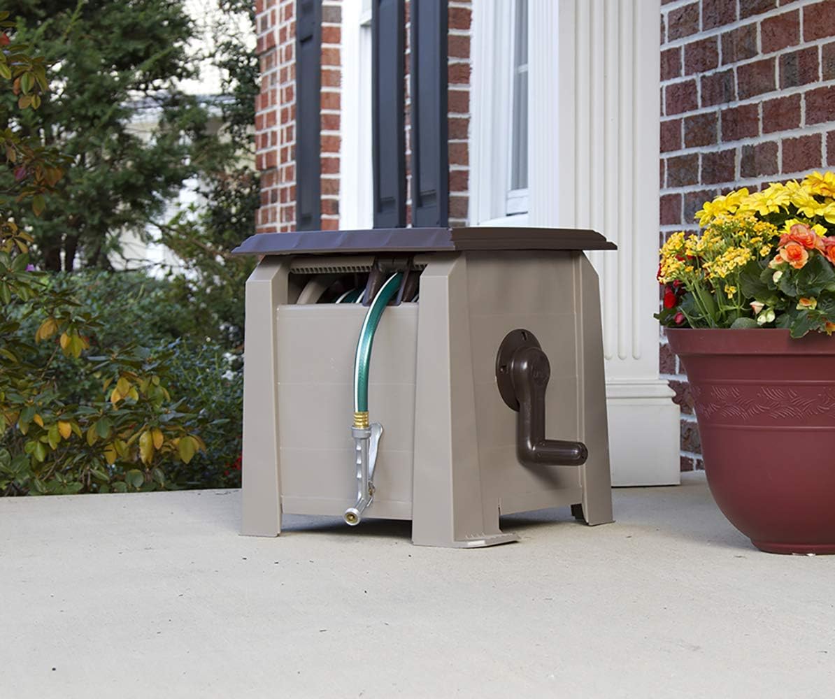 Ames Tools NeverLeak Hose Box in use on a patio