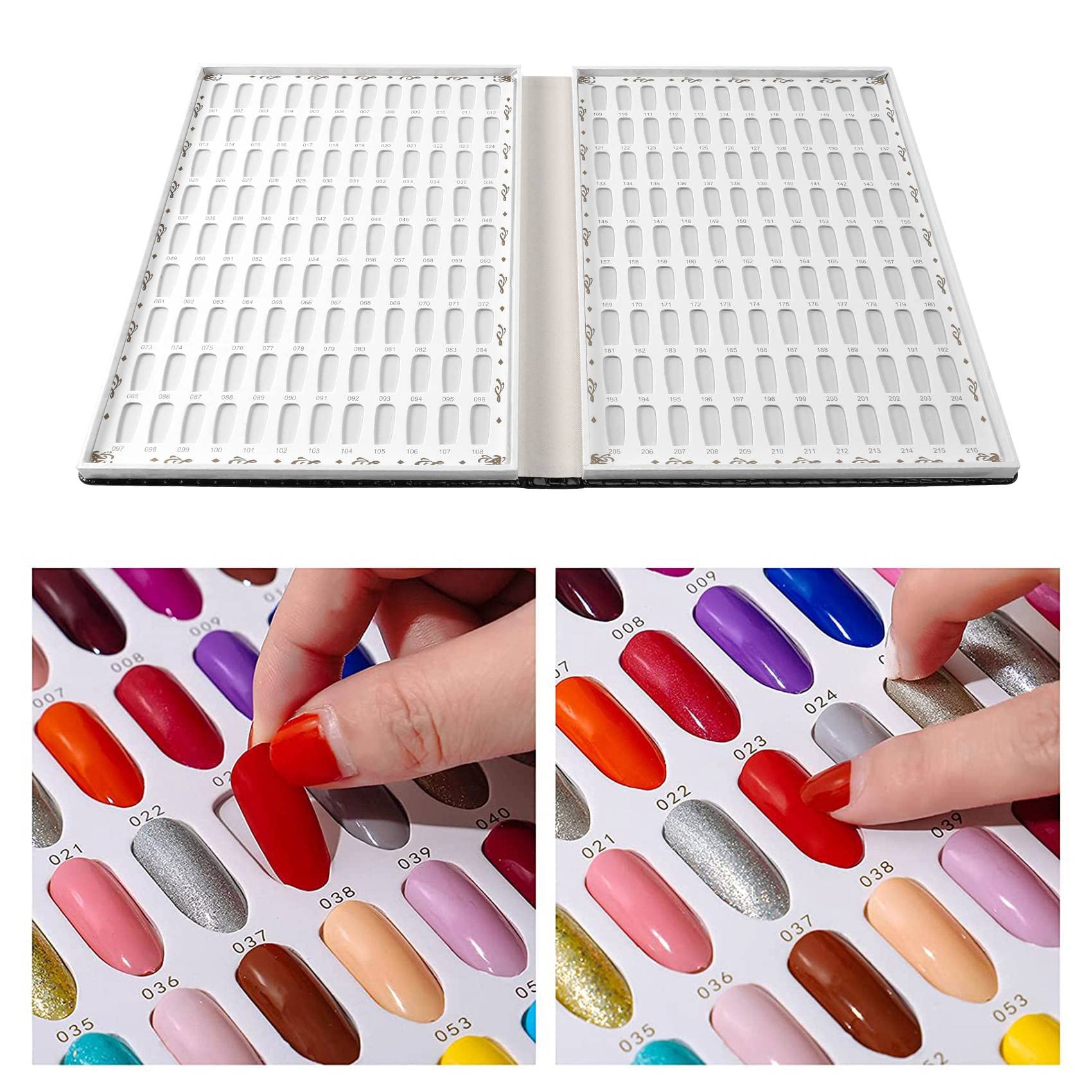 216 Colores Tablero de Exhibición de Puntas de Uñas Estante de Arte de Uñas DIY