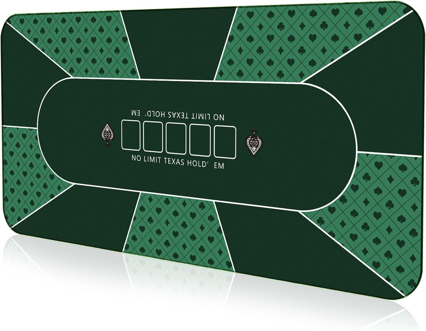 94 x 47 Inch Poker Mat with Stronger Sewn Edges, 10 Players Texas Hold'em Poker Rubber Mat Poker Topper for Tables, Folding Portable Poker Table Top Layout w/Carrying Bag for Poker Games, Blackjack