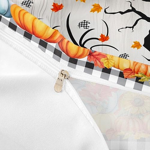 Miniatura 6 de Juego de funda de edredón para niños de cosecha de calabaza de otoño, tamaño King, girasoles y hojas de arce, decoración de habitacióncabaña, funda