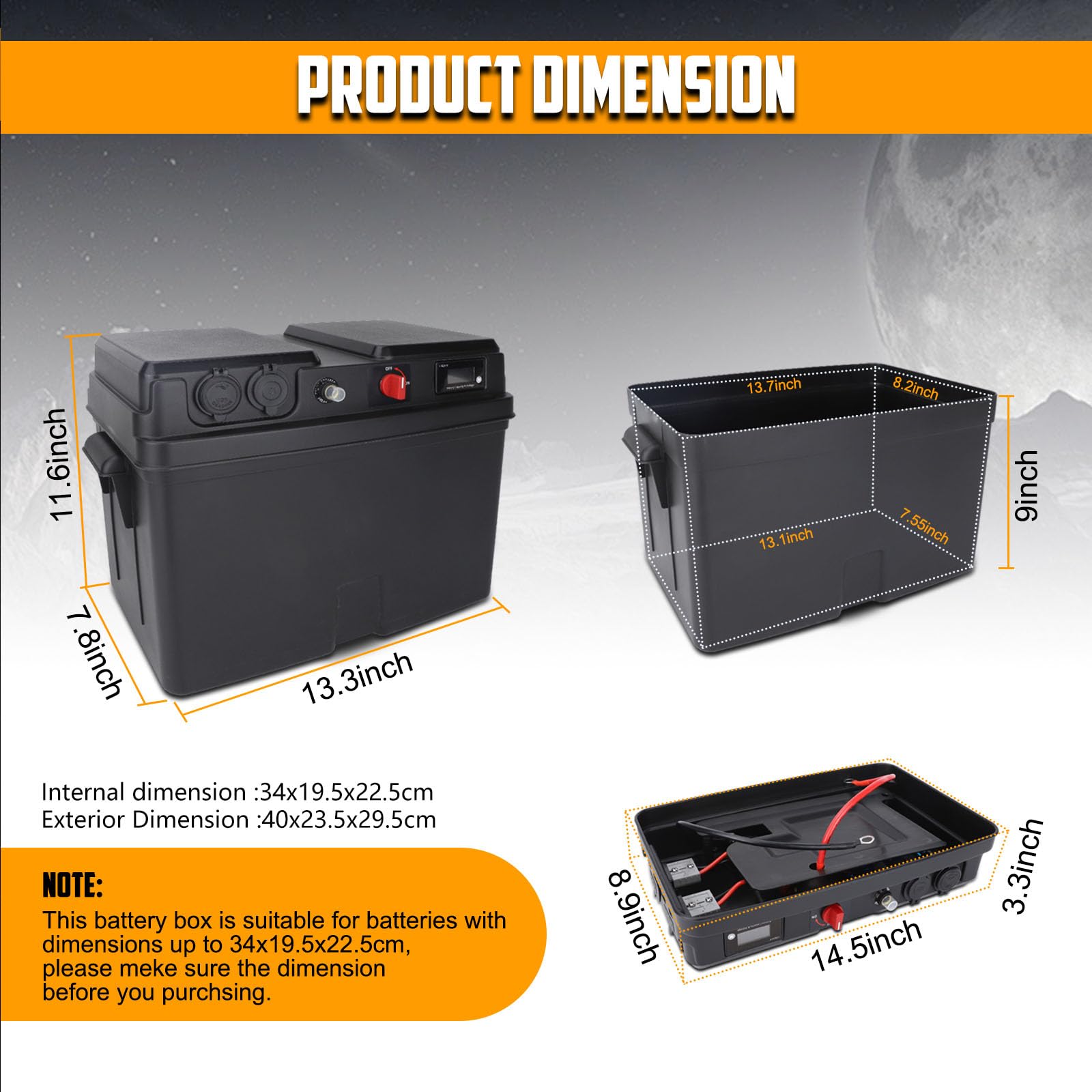 12 V Batteriebox Outdoor Tragbare Marine Batteriebox Multifunktions Marine Smart Batteriebox mit Leitungsschutzschalter für RV Marine Camping Schleppmotor Wasserdicht