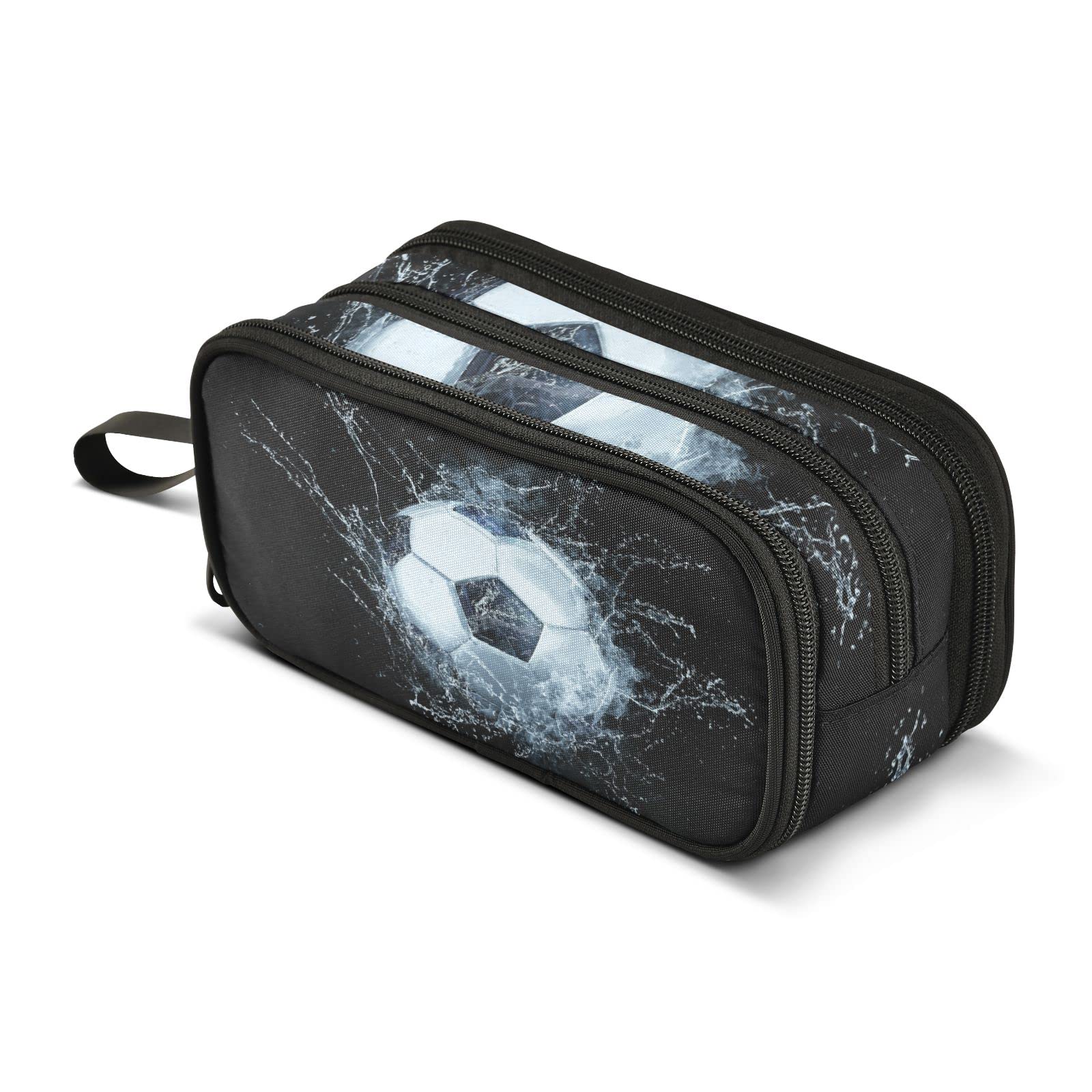 Gran capacidad 3d pelota de fútbol salpicar lápiz estuche con cremallera bolsa titular caja cosmética bolsa de maquillaje para niña niño oficina de negocios