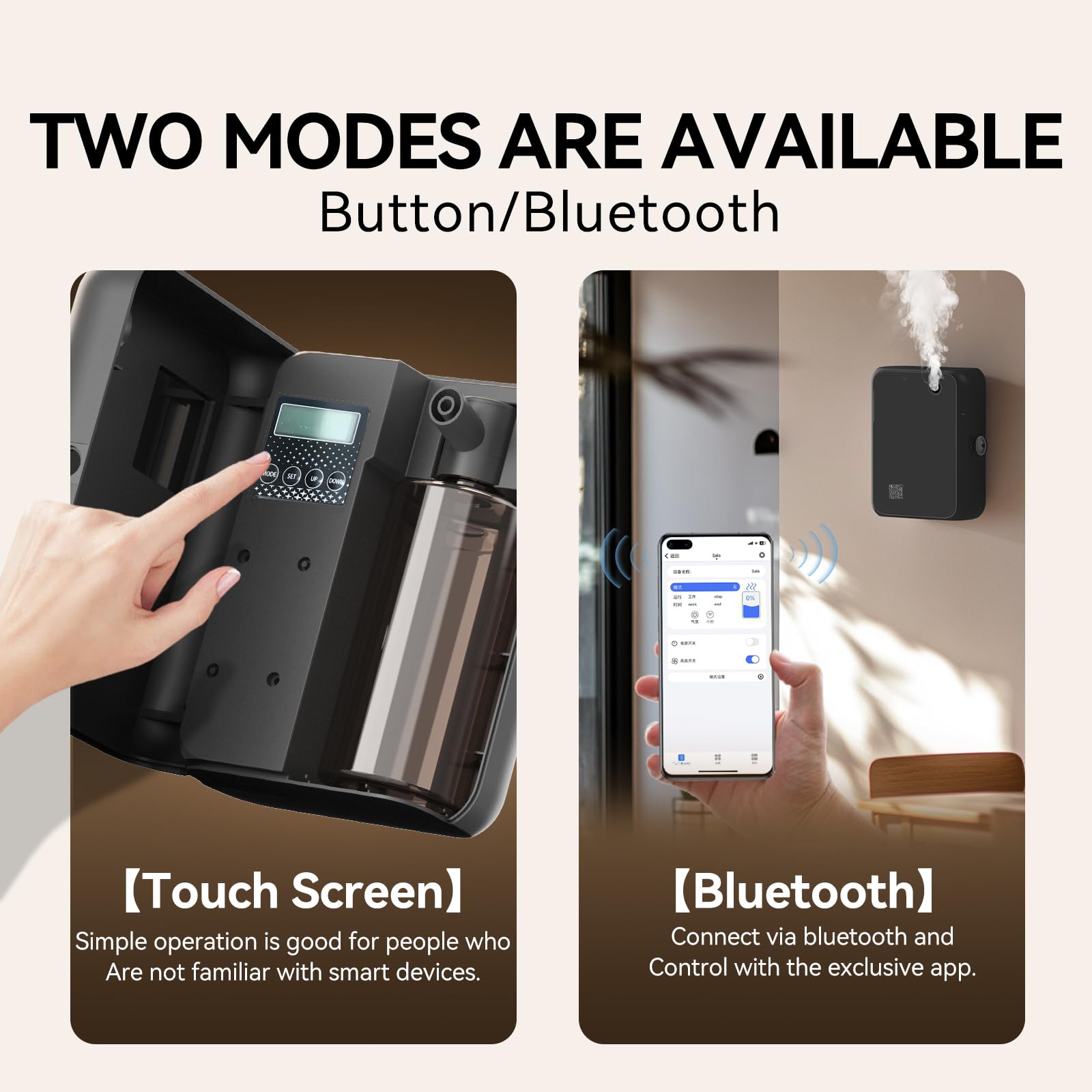 Difusor inteligente de aceites esenciales con Bluetooth, máquina de aroma sin agua para el hogar, oficina, hotel y habitación grande, función de temporizador y funcionamiento silencioso, color negro