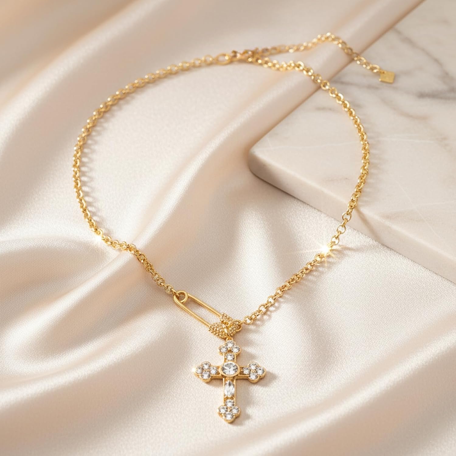 Gold Cross Necklace for Women Dainty 14K Gold Plated Cross Pendant Necklace Trendy Faith Charm Necklaces for Women Easter Religious Jewelry Christian Gifts - Image 3