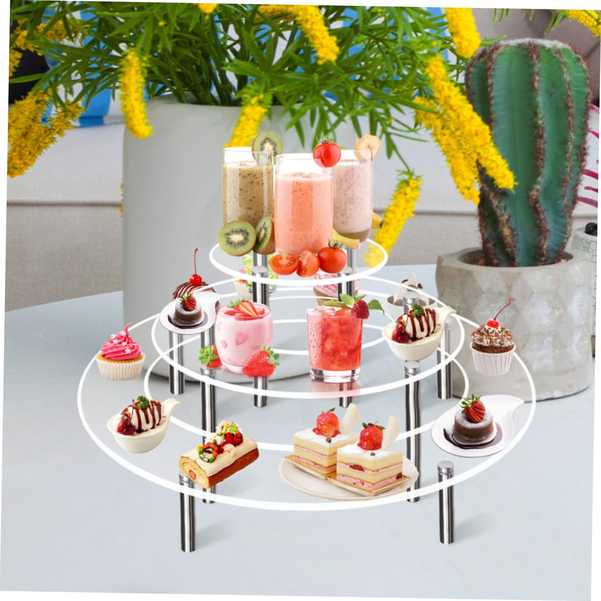 ABOOFAN 3pcs Acrylic Cake Stand Display Riser for Weddings Parties and Cafes Holds Cupcakes Cake Slices and Treats and Elegant Design