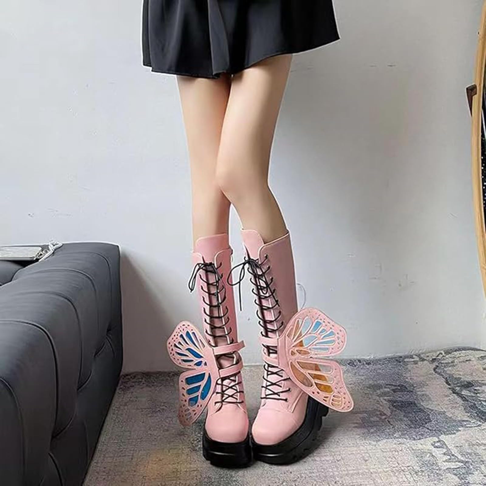 Generico Stivali Donna Antiscivolo Stivaletti con Lacci Comodi Eleganti Stivaletto Leggero Caldi Robusti Versatili Stivali da Pioggia Autunno Inverno Stivaletti per Esterni Neve Giardino e Trekking
