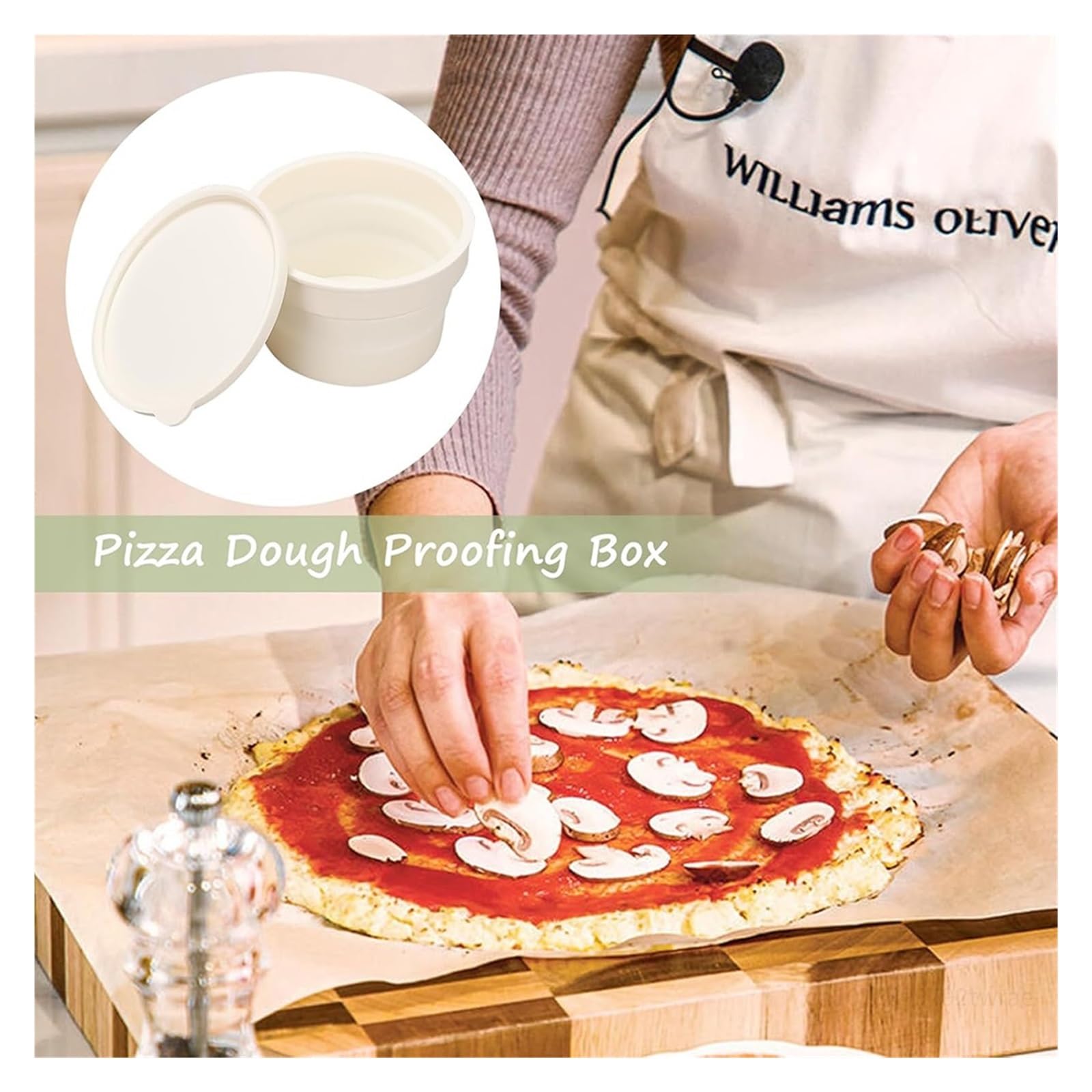 Składane pudełko do wyrastania pizzy, akcesoria kuchenne pieczenia chleba(2pc White)
