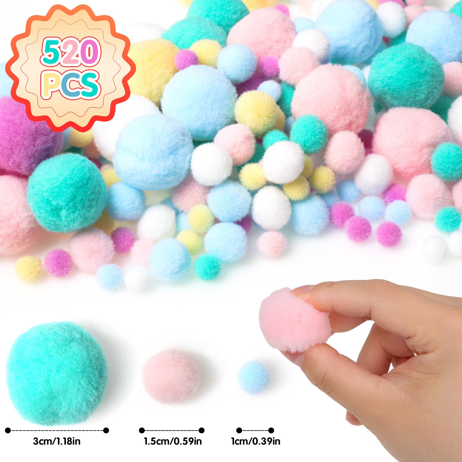 Ouligay 240 Stück Pompons Zum Basteln Pastell, 15m Produktbild-Vorschau 11