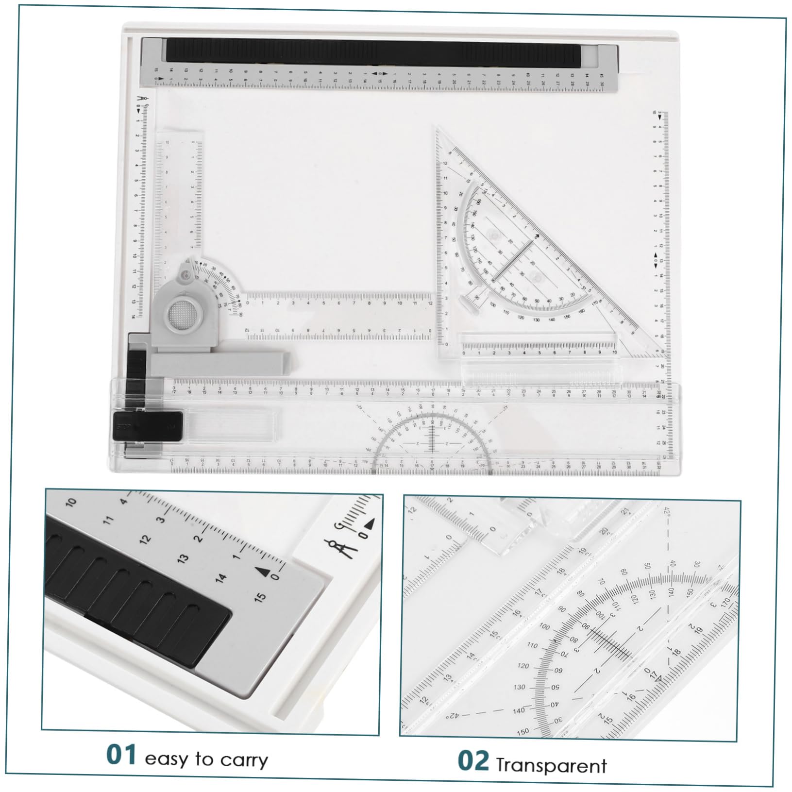Tavola Disegno A4 Portatile per Architettura, Set 1 Pezzo | Scalette Precise e Righelli Inclusi, Uso Viaggio e Outdoor, Leggero, Facile da Pulire