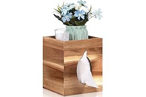 Artisanal Wooden Tissue Box Cover with Convenient Storage Tray
