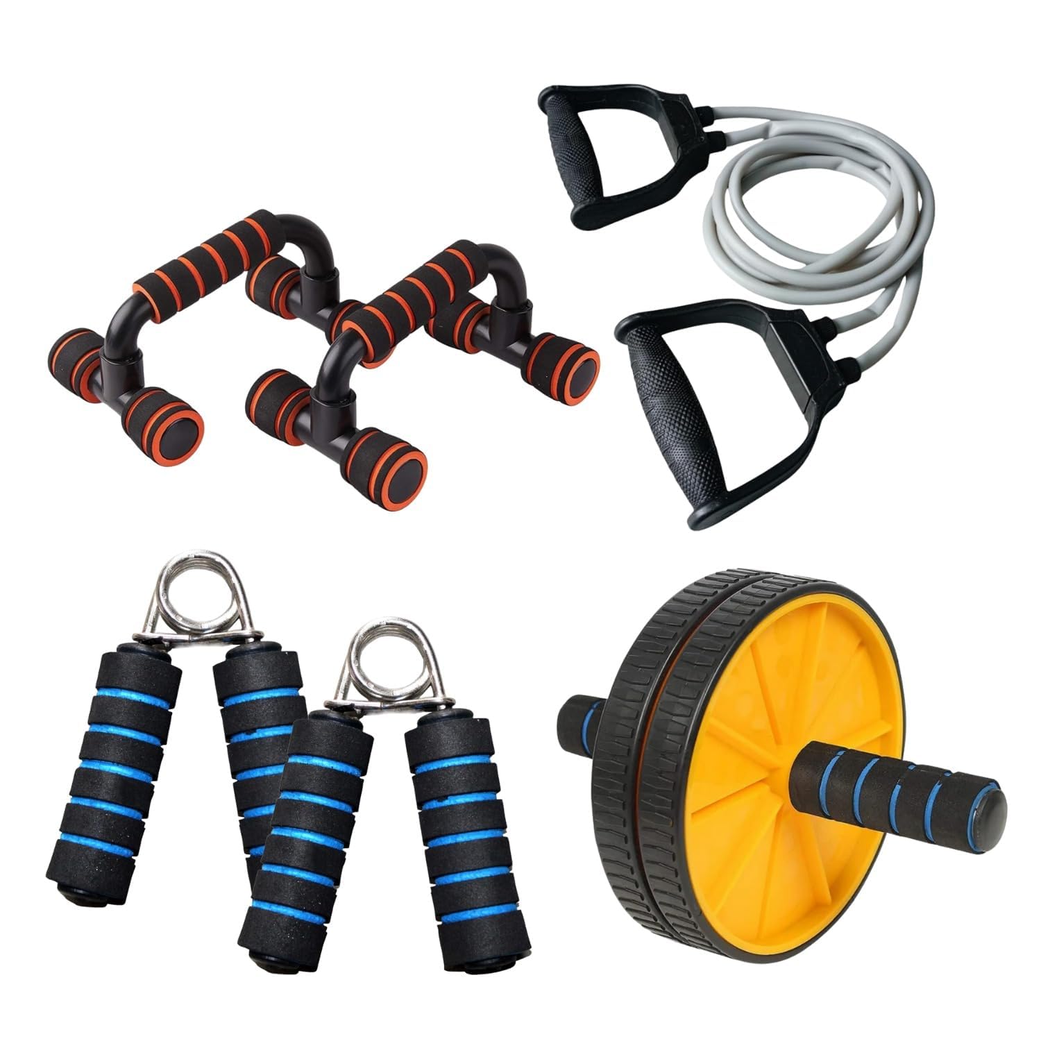 Home Gym Equipment Combo | Workout for Home | Fitness Equipment Set | Gym Accessories | Ab Roller Wheel for Abs Workout | Push Up Bars | Resistance Tube for Exercise | Workout Tools for Men and Women-image-23