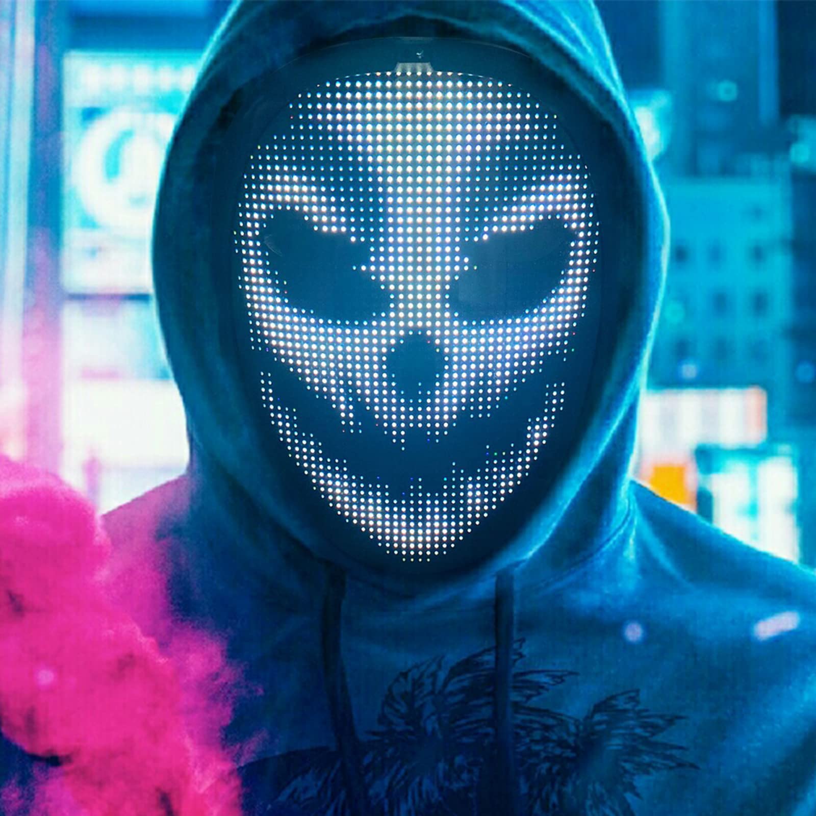 LED Halloween Mask,Light Up Mask Cosplay with APP Control 45 Animations+70 images, Scary Purge for Costume Halloween Festival Parties Masquerade Cosplay, Men Women Kids Gift