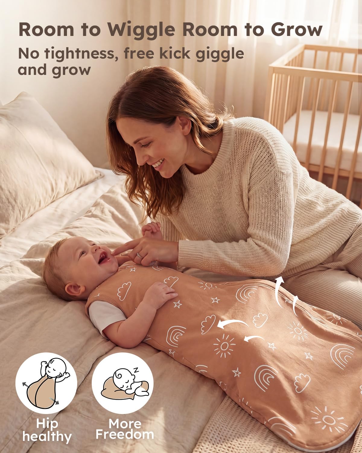 Yoofoss Baby Sleep Sack 6-12 Months 100% Organic Cotton Wearable Blanket for Babies 2-Way Zipper TOG 0.5 Infant Sleeping Sack 3 Pack, Soft Breathable