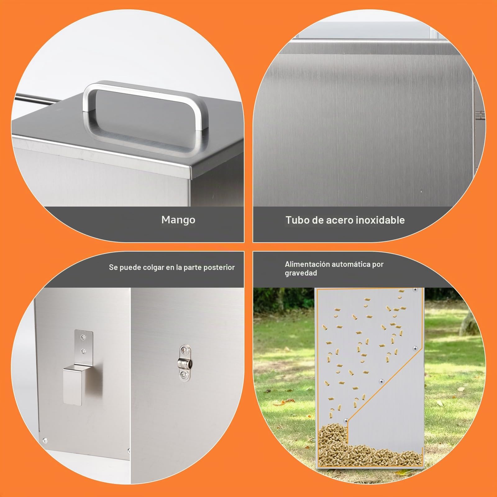 Comedero Automático para Conejos para Jaula 2 en 1 con Botella de Agua de 5 litros, Comedero Automático para Conejos de Acero Inoxidable, para Cobayas, Chinchilla, Otros