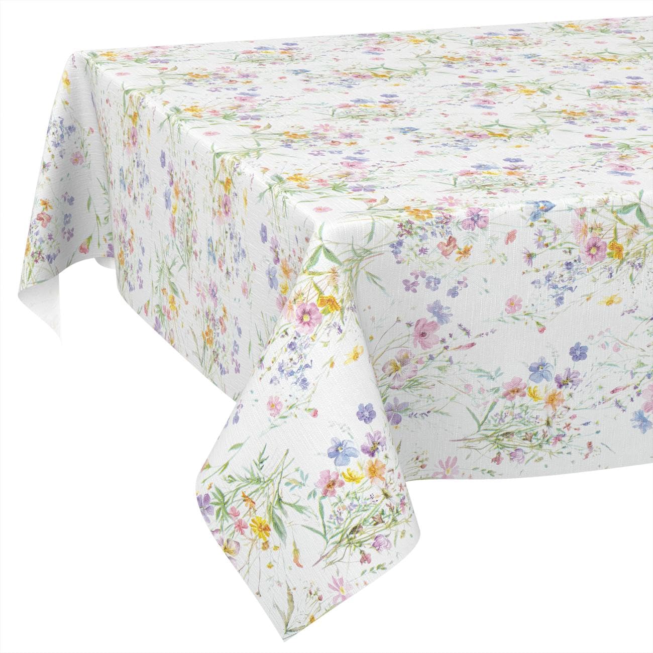 Oilcloth Tablecloth, Washable, Oilcloth, Easy Care, Water-Repellent, Lotus Effect, Outdoor Oilcloth, Spring Garden Tablecloth, Flowers, 240 x 140 cm, Cut Edge